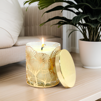 Luxus Custom Gold Metall Kerzen glas Ärmel dekorative Folie für Glas kerzenhalter | OEM-Größen für Wohnkultur & Geschenk verpackung