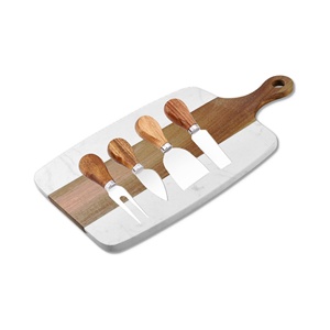 Planche à découper en bois d'acacia marbré gravée au laser avec stock en gros - Product Image 1