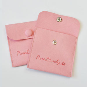 Pochette à bijoux en microfibre INFFY avec logo personnalisé imprimé, 9x10cm, petite enveloppe, sac à boucles pour boucles d'oreilles et colliers, pochette à cordon recyclable avec rabat - Product Image 4