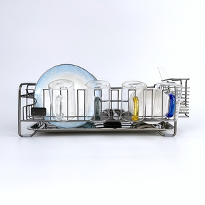 رف تخزين قائم بذاته بتصميم عصري مخصص من الفولاذ المقاوم للصدأ 201 + سلك PVC بطلاء كهربائي لتجفيف الأطباق والأوعية - Product Image 5