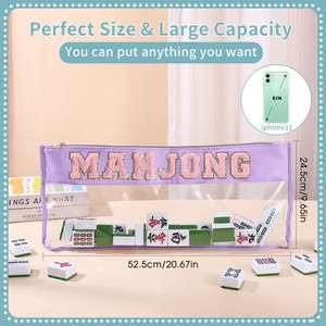 <b>Large</b> Capacity PVC Transparent Waterproof Storage Cosmetic <b>Bag</b> Embroidered Mahjong Zipper <b>Gift</b> <b>Bag</b> Cosmetics Case - Product Image 4