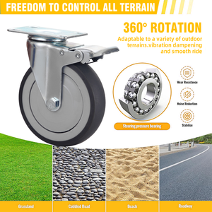 Jianli thép không gỉ 304/316 đồ nội thất xe đẩy xoay phanh TPR bánh 3 \ "4 \" 5 \ "bệnh viện dụng cụ y tế tùy chỉnh OEM - Product Image 6