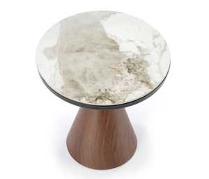 Bắc Âu hiện đại tối giản vòng Bàn cà phê thiết lập ánh sáng sang trọng cơ sở bằng gỗ với đá cẩm thạch hàng đầu cho nhà nhỏ đồ nội thất phòng khách - Product Image 2