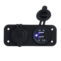 Prise de chargeur de voiture double USB 12V 24V à montage sur panneau, prise allume-cigare, prise d'alimentation 5V 3.1A étanche pour bateau, camping-car
