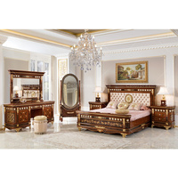 Ensemble de meubles de chambre à coucher en bois massif, lits en bois sculpté, meubles de chambre à coucher de style antique français, taille king size