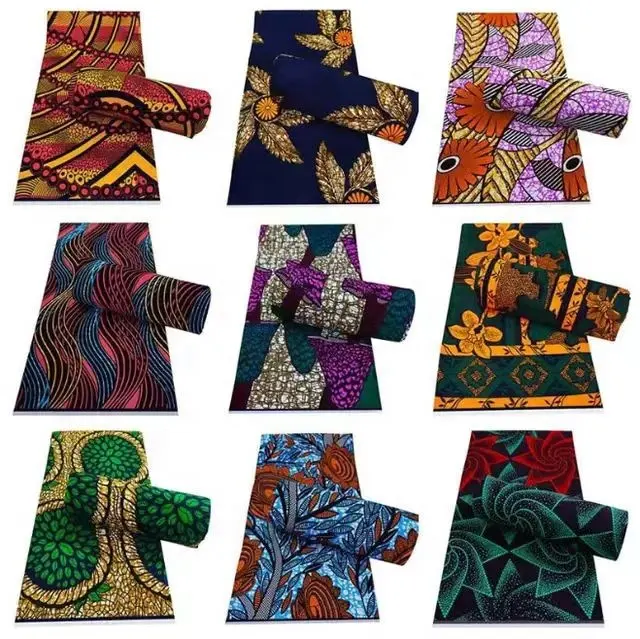 Grosir Pabrik kain lilin cetak ankara biru Afrika 100% poliester dua sisi lilin dicetak kain untuk tekstil rumah