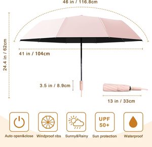 Custom Logo Wholesale Classic Foldable Fully-Automatic <b>Windproof</b> Advertising <b>Umbrella</b> 105cm Open Diameter Customized Color - Product Image 2