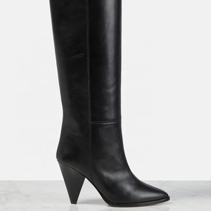 Bottes hautes pour femmes, taille 46, coupe large, à talons aiguilles, bout pointu, style bottines longues - Product Image 6
