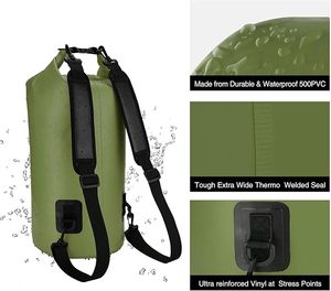500D PVC Dry Sack Roll Top Bucket <b>Bag</b> with Mesh Pocket Bungee Compression Detachable Shoulder Straps for Rafting Fishing Canoe - Product Image 3