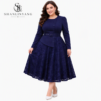 Robe pour femmes grande taille avec paillettes pour l'automne, col rond, sexy, taille XL-5XL