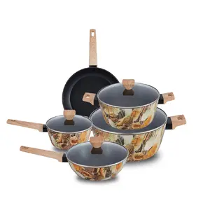 Venta caliente Juegos de ollas de aluminio forjado Utensilios de cocina Antiadherente Juegos de utensilios de cocina de lujo