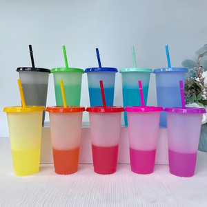 Venta al por mayor Taza con cambio <span class=keywords><strong>de</strong></span> color según la temperatura Vaso <span class=keywords><strong>de</strong></span> café <span class=keywords><strong>de</strong></span> plástico engrosado <span class=keywords><strong>de</strong></span>  Vaso hermético y único - Product Image 1