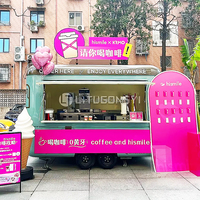 Mobiele foodtrucktrailer, aanpasbaar, roestvrij staal, buiten, ijsjes, hotdogs, chips, fastfood, complete keuken, roestbestendig