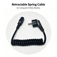 Câble d'alimentation électrique flexible AC 10A 250V, connecteur de prise européenne, application pour appareils ménagers, câble d'alimentation spiralé