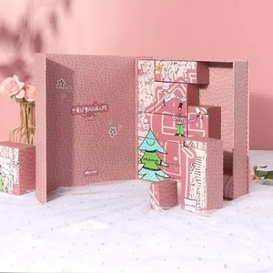 Caja de Calendario de Adviento de Papel Rosa con Cierre Magnético, Impresión de Logotipo Personalizado, Empaque de Regalo para la Cuenta Regresiva de Navidad - Product Image 5