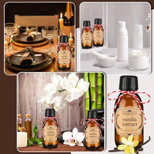 Bouteilles en verre brun vides 4 OZ Bouteilles ambrées pour extrait de <span class=keywords><strong>vanille</strong></span> pour sirop Huiles essentielles Potion Extrait de <span class=keywords><strong>vanille</strong></span> Fait <span class=keywords><strong>maison</strong></span> avec couvercles - Product Image 6