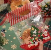 Vente en gros, impression personnalisée, sacs-cadeaux de Noël transparents découpés, impression de sacs d'emballage de bonbons en plastique découpés à l'emporte-pièce
