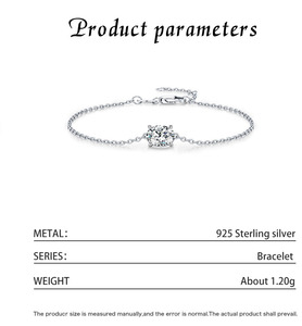 S925 Silver Chain <b>Bracelet</b> With Round Diamond Claw Setting Minimalist Everyday Wear Unisex Jewelry - Product Image 2