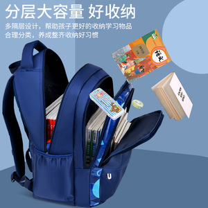 Elementary School <b>Backpack</b> For Boys 14 In Lightweight Large Capacity Printed Solid Color School Education - Product Image 5