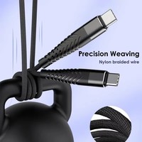 Cable de Datos Tipo-C a C con Trenzado de Nailon, Carga Rápida de 60W, Conector de Aleación de Aluminio para Teléfonos Móviles, Computadoras y Cámaras