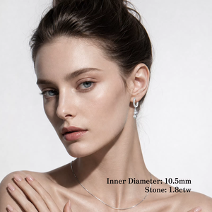 3-Stone Moissanite Drop Hoop Women Gifts 1.8/2/2.8CTTW D Color VVS Moissanite Diamond 14K Gold Plated Drop Earrings for <b>Wife</b> Mom - Product Image 5