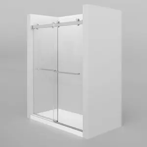 5 년 보증 사용자 정의 두꺼운 강화 유리 욕실 더블 슬라이딩 프레임리스 샤워 문