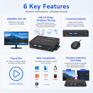 Commutateur KVM USB HDMI 4K60Hz 2x1 avec fonction de commutation par touches de raccourci, compatible Unix/Windows/<span class=keywords><strong>MacOSX</strong></span> - Product Image 3