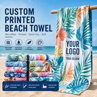 Custom Beach Towel with Drawstring Backpack Custom Printed Microfiber Towel logo