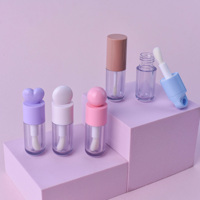 En stock – Tubes de brillant à lèvres roses et blancs de 5 ml, forme cœur mignonne, applicateur doe foot unique, grand pinceau, emballage épais