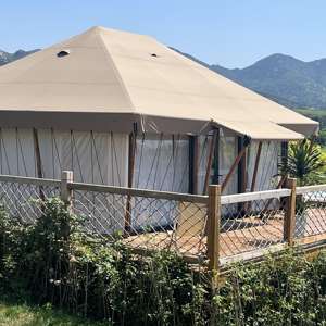 <span class=keywords><strong>JLW</strong></span> Camping extérieur personnaliser imperméable au feu coupe-vent Safari tente de luxe toile Glamping taille Standard pour - Product Image 4