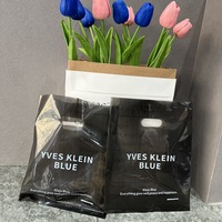 Sac à poignée en plastique découpé à l'emporte-pièce blanc de marque imprimée sur mesure, Sac de transport pliable HDPE pour vêtements Grands sacs à provisions en plastique