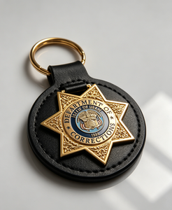 Porta Llaves de Cuero con Insignia del Departamento de Corrección de Utah Personalizado, Chapado en Oro/Níquel - Product Image 3