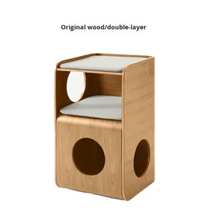 Tavolino da Caffè con Letto per Gatti di Lusso, Tavolo Comodino in Legno Massello per Tutte le Stagioni, Arredamento per Soggiorno per Umani e Animali - Product Image 3