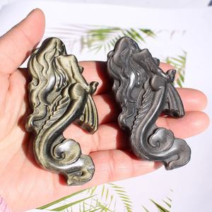 हाथ नक्काशीदार प्राकृतिक शीन के लिए गोल्डन ओब्सीडियन क्रिस्टल मरमेड उपहार - Product Image 5