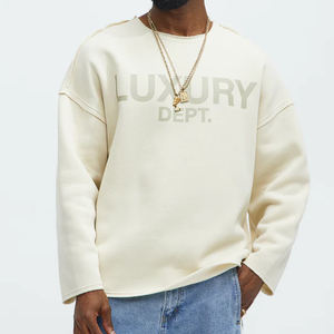 Sweat-shirt de luxe pour hommes, respirant et anti-bouloches, de haute qualité, effiloché et surdimensionné avec logo imprimé personnalisé - Product Image 1