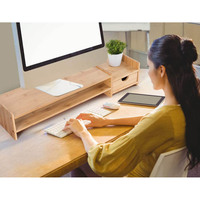 2 Tier Desktop Organizer Set Standing Desk Bamboe Houten Laptop Pc Computer Monitor Stand Riser Met Lade Boek Houder