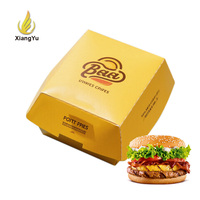 Boîte à hamburger en papier kraft personnalisée avec couvercle, emballage en carton ondulé résistant à la graisse de qualité alimentaire pour les restaurants à emporter