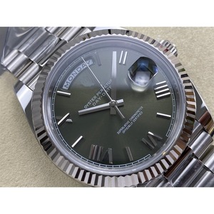 Montre de qualité supérieure, étanche, mécanique, fabriquée en acier 904L, mouvement VR3255, cadran gris avec date, modèle Président - Product Image 4