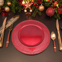 Assiette de présentation en PP de 13 pouces, motif végétal peint à la main, pour décoration de table à domicile et de mariage, achat en gros
