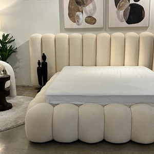 Luxury Modern Exotic Home FurnitureModern <strong>Low</strong> Platform Upholstered <strong>Bed</strong> Soft Fabric <strong>Bed</strong> <strong>Frame</strong> with Cushion Headboard King Size - Product Image 3