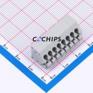MX250-3.5-08P-A-GY01-Cu-A Spring Terminal Block Through hole Component (THT),P=3.5mm Connector 1x8P 3.5mm Gray Through Hole - Product Image 1