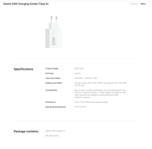 ชุดอุปกรณ์ชาร์จเร็วพิเศษสำหรับ <span class=keywords><strong>Xiaomi</strong></span> 33W, อะแดปเตอร์จ่ายไฟ EU QC3.0ฟังก์ชัน PD ลัดวงจรทนไฟ - Product Image 2