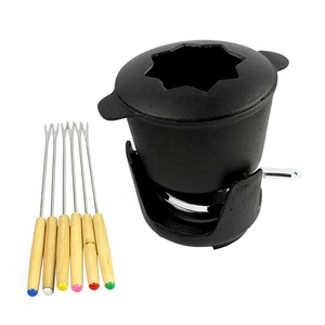 Dökme demir peynir ve çatal Metal tencere ile çikolata fondü seti renkli emaye tencere - Product Image 2
