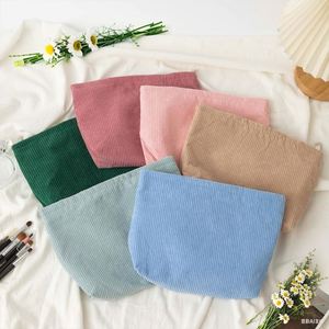 Bolsa de Maquillaje Plegable de Pana Ecológica en Varios Colores, Bolsa de Cosméticos Grande con Cierre Personalizado para Damas, Bolsa de Viaje Portátil - Product Image 1