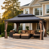 Pergola Bioclimatique Extérieure Imperméable 12x16 avec Toit Rigide en Aluminium pour Jardin