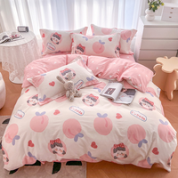 Parure de lit 4 pièces en coton imprimé, douce et agréable pour la peau, comprenant une housse de couette, un drap plat et des taies d'oreiller pour la chambre à coucher.