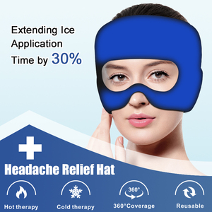 Reusable Headache Migraine Relief <b>Hat</b> Gel Ice Cap Head Wrap Eye Mask Pink Color Sleep Support - Product Image 2