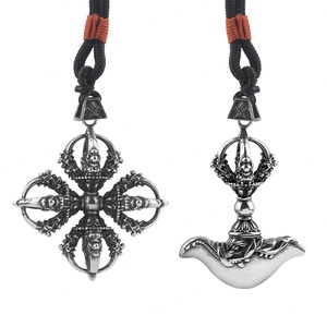 สร้อยคอสแตนเลสพระพุทธเจ้าเครื่องรางสร้อยคอจี้ Vajra คลาสสิกพระพุทธผู้หญิงเครื่องประดับย้อนยุค - Product Image 1