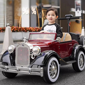 Voiture électrique rétro pour enfants, 4 roues, télécommande, jouet en plastique, design classique, pour les enfants de 2 à 4 ans - Product Image 1
