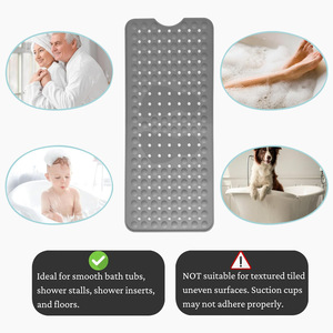 Alfombrilla de silicona para bañera y ducha, revestimiento antideslizante para el interior del baño, ventosas y orificios de drenaje para frotar los pies - Product Image 4